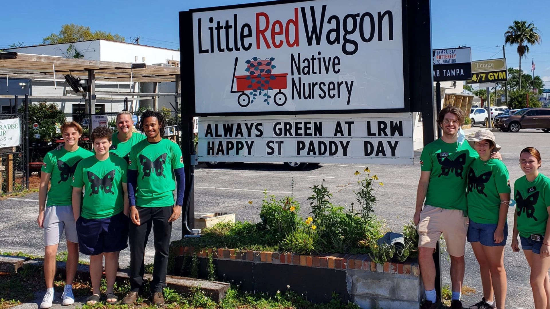 Little Red Wagon Native Nursery Team St Pattys Day